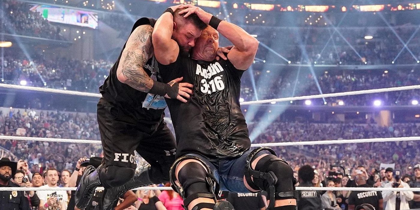 Stone Cold Steve Austin Stuns Kevin Owens at WWE WrestleMania 38